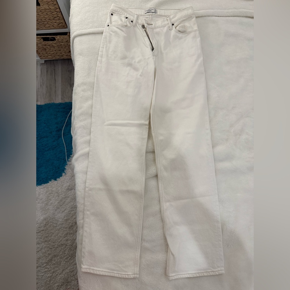 Abercrombie & Fitch Cream Ultra High Rise Pants